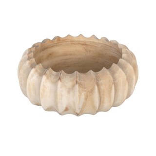 Scalloped Carved Wooden Bowl