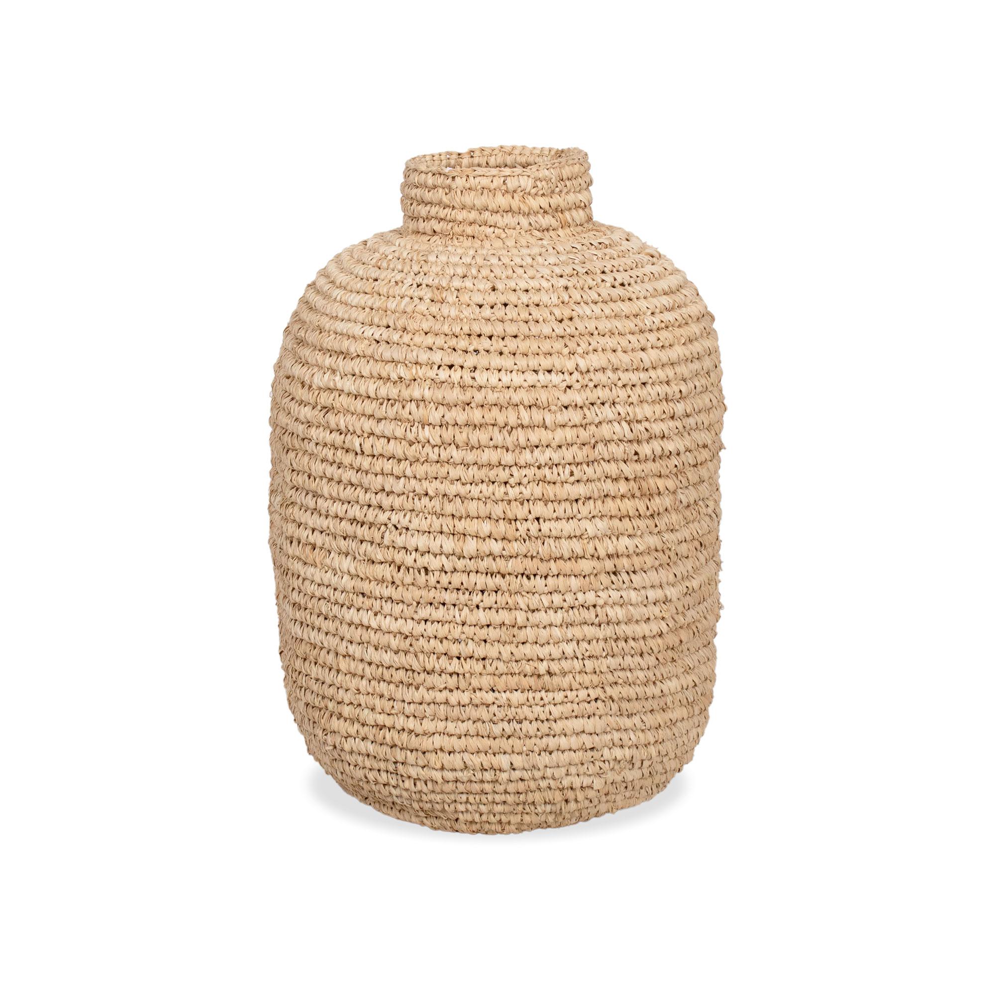 Large Raffia Cylindrical Vase