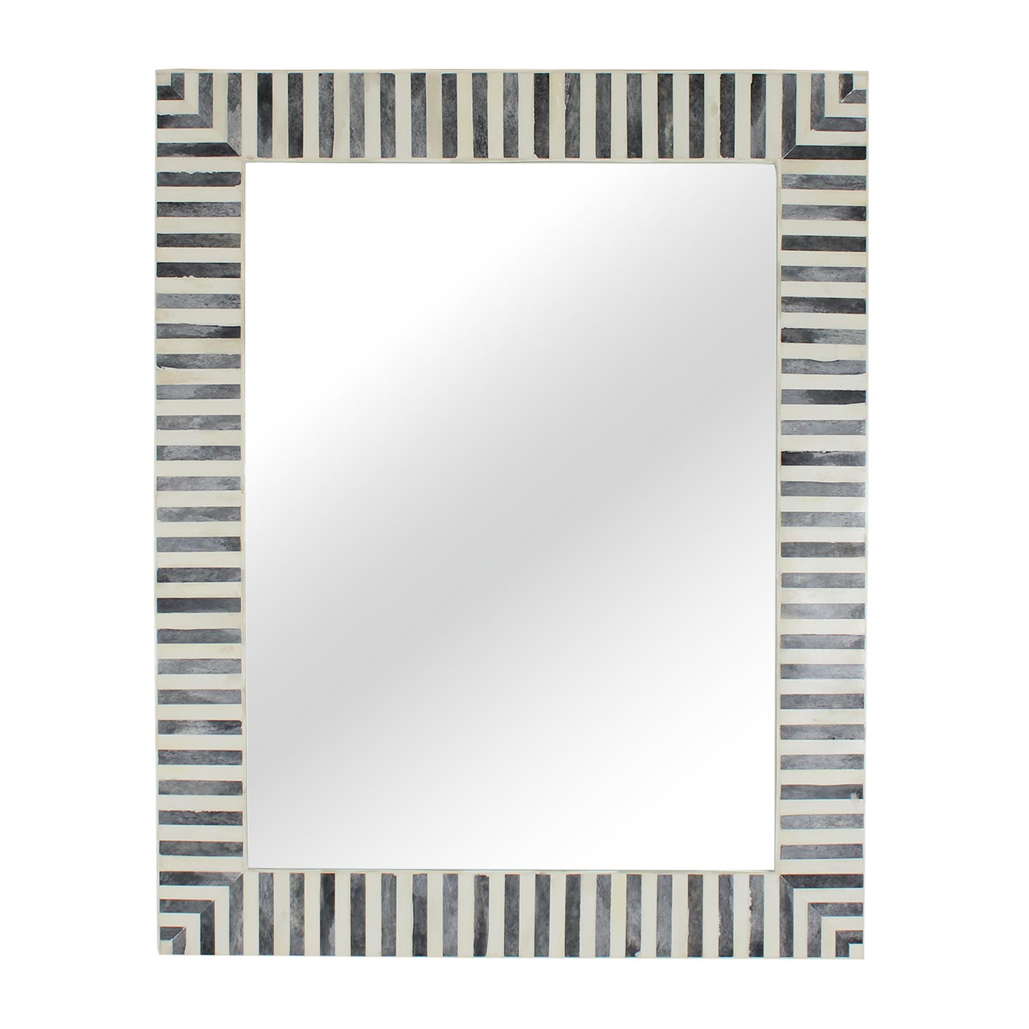 Amalia Rectangle Bone Inlay Mirror, Grey/White