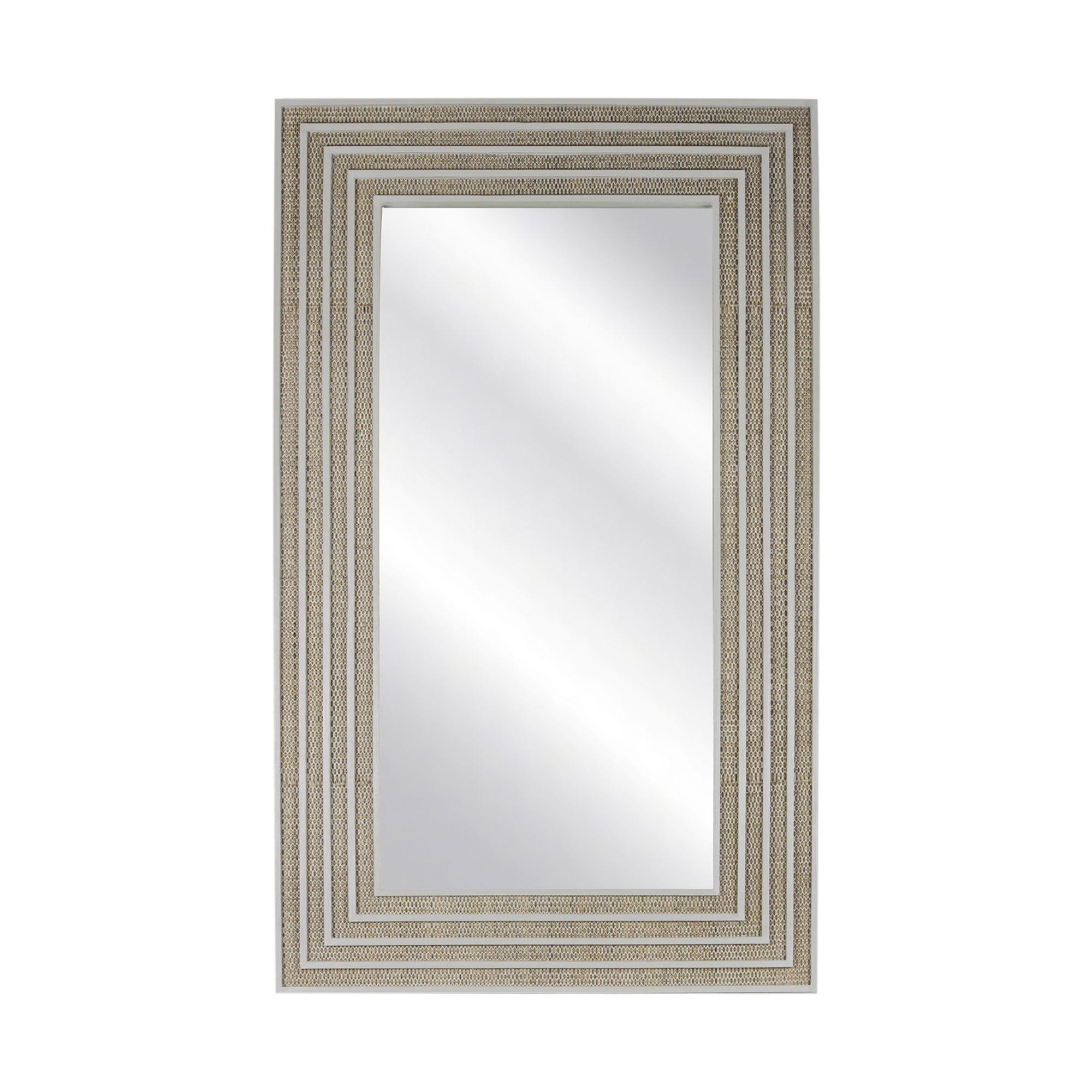 Rectangular Mirror with Rattan Inset
