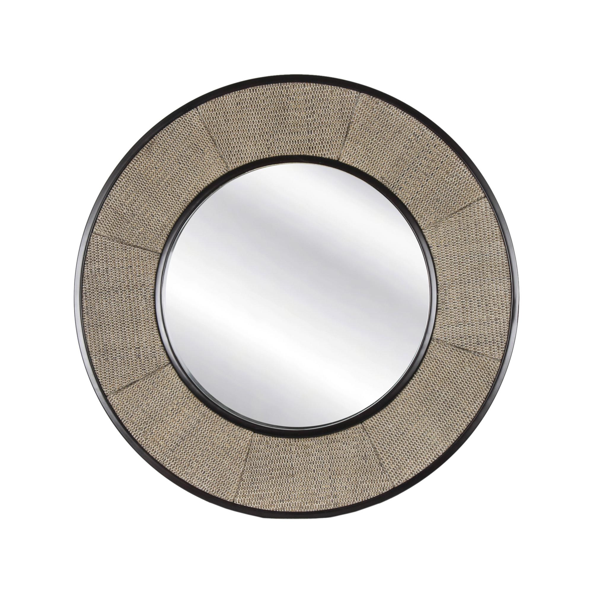 Round Rattan Inset Mirror, Black/Brown