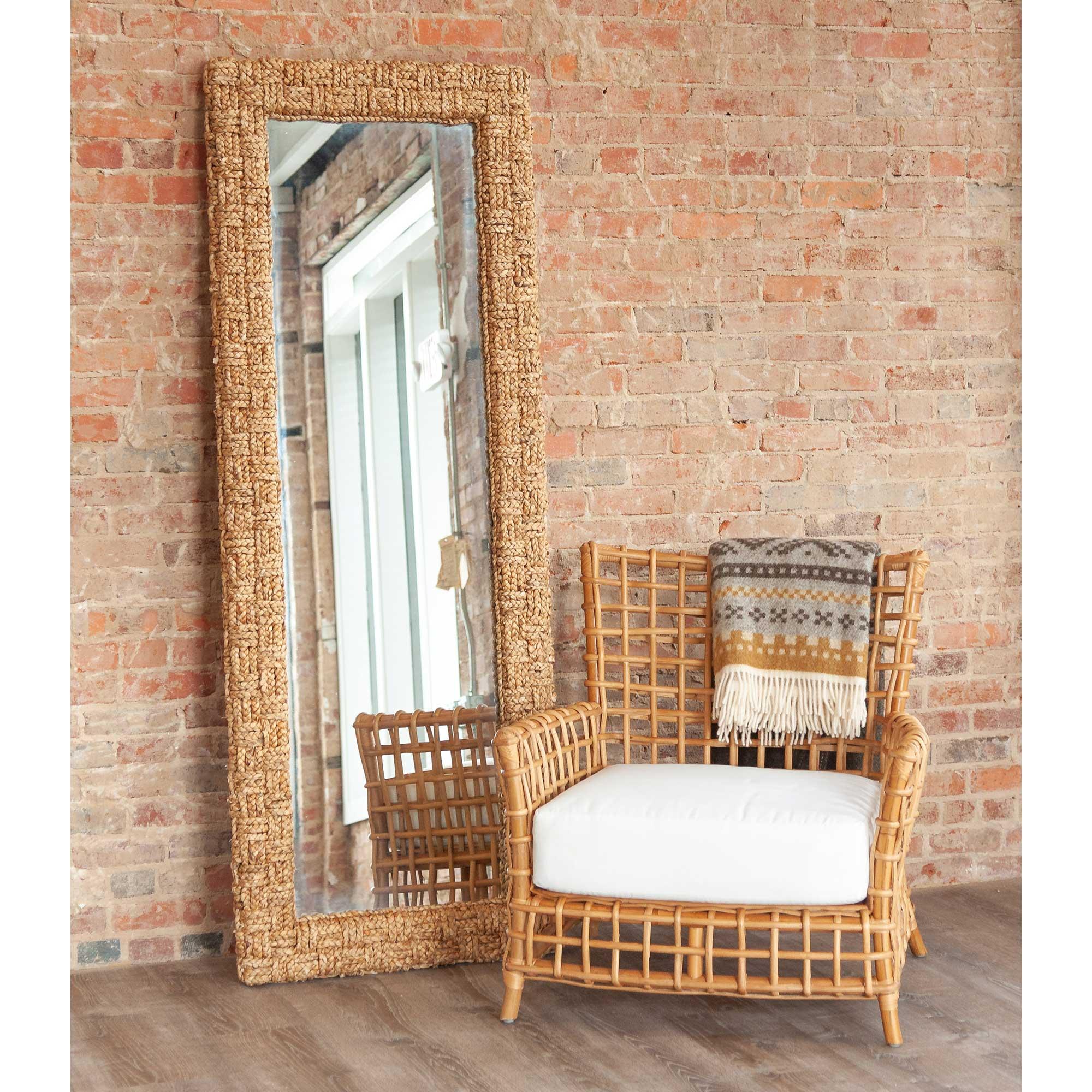 Delmare Cross Hatch Leaning Water Hyacinth Mirror, 76 Delmare Cross Hatch Leaning Water Hyacinth Mirror, 76