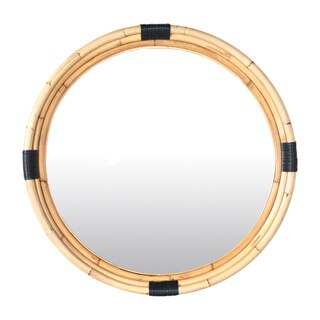 35" Marina Round Rattan Mirror, Natural