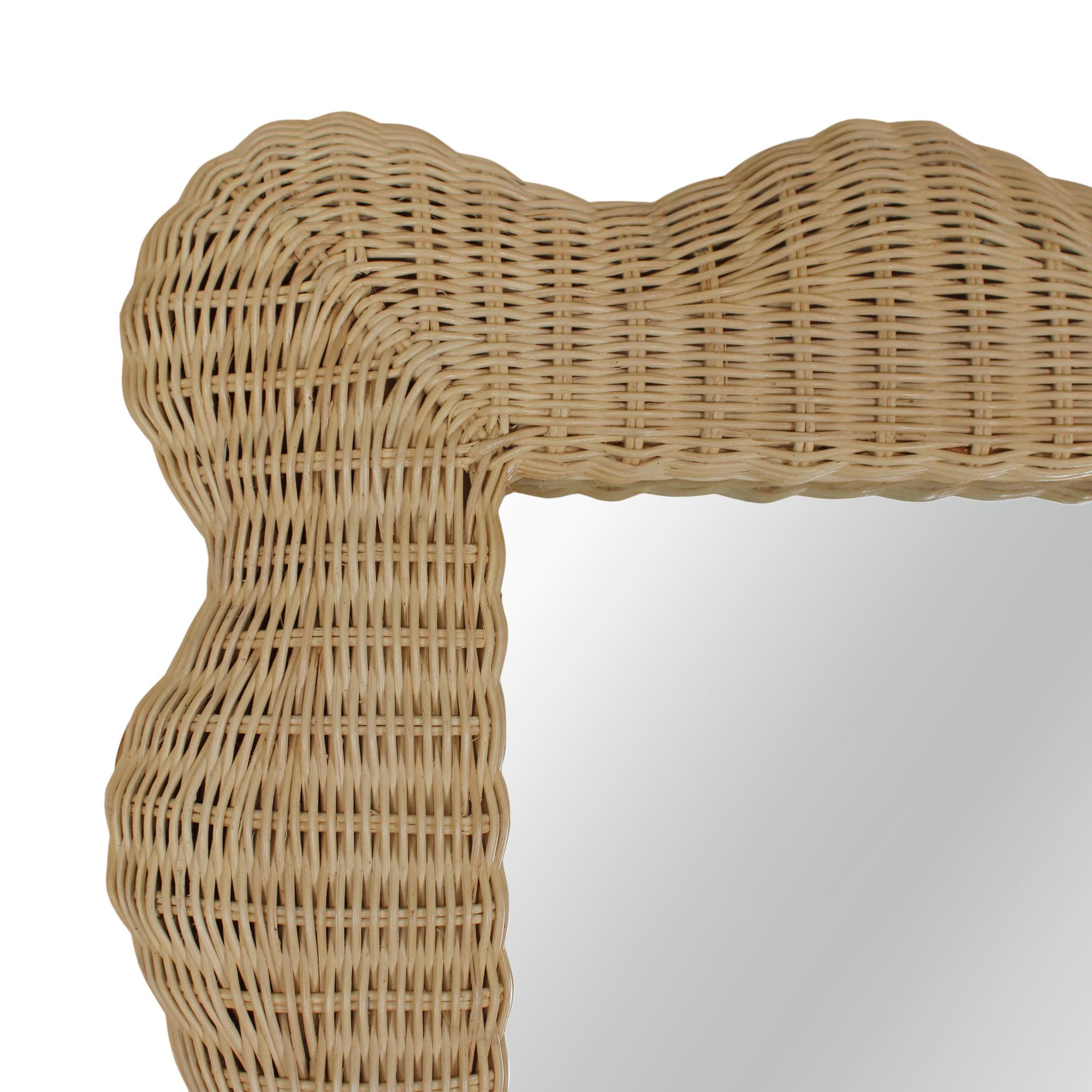 Rattan Scallop Frame Floor Mirror, 79 in Tall | Jeffan
