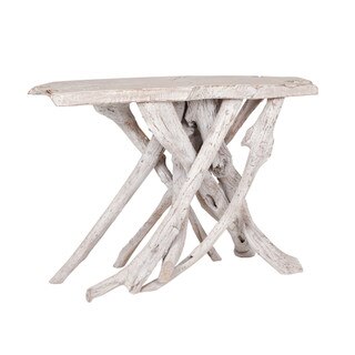 Roell Teak Top Console Table with Natural Root Base