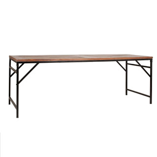 Barley 85" Dining Table, Wood and Iron