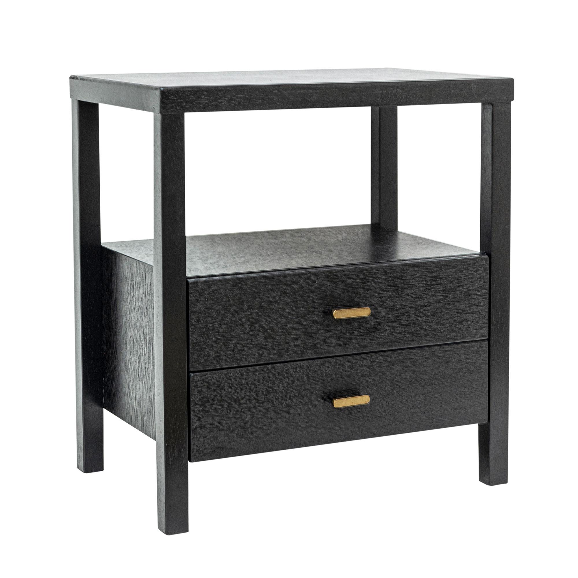 Hayden 2 Drawer + 1 Shelf Nightstand, Matte Black Wood Veneer