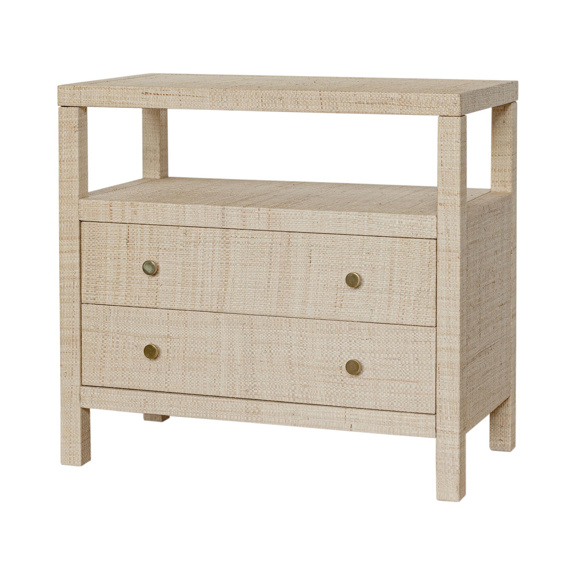 Paloma 2 Drawer Raffia Wrapped Night Stand with Shelf, 28