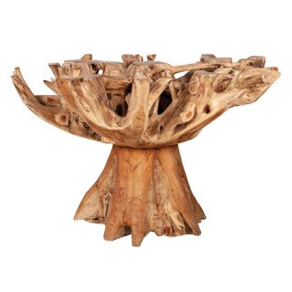 Natura 47" Dining Table Base (Glass Top Not Included), Medium Brown