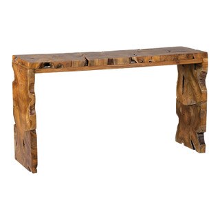 Burl Organic Teak Console Table, Medium Brown