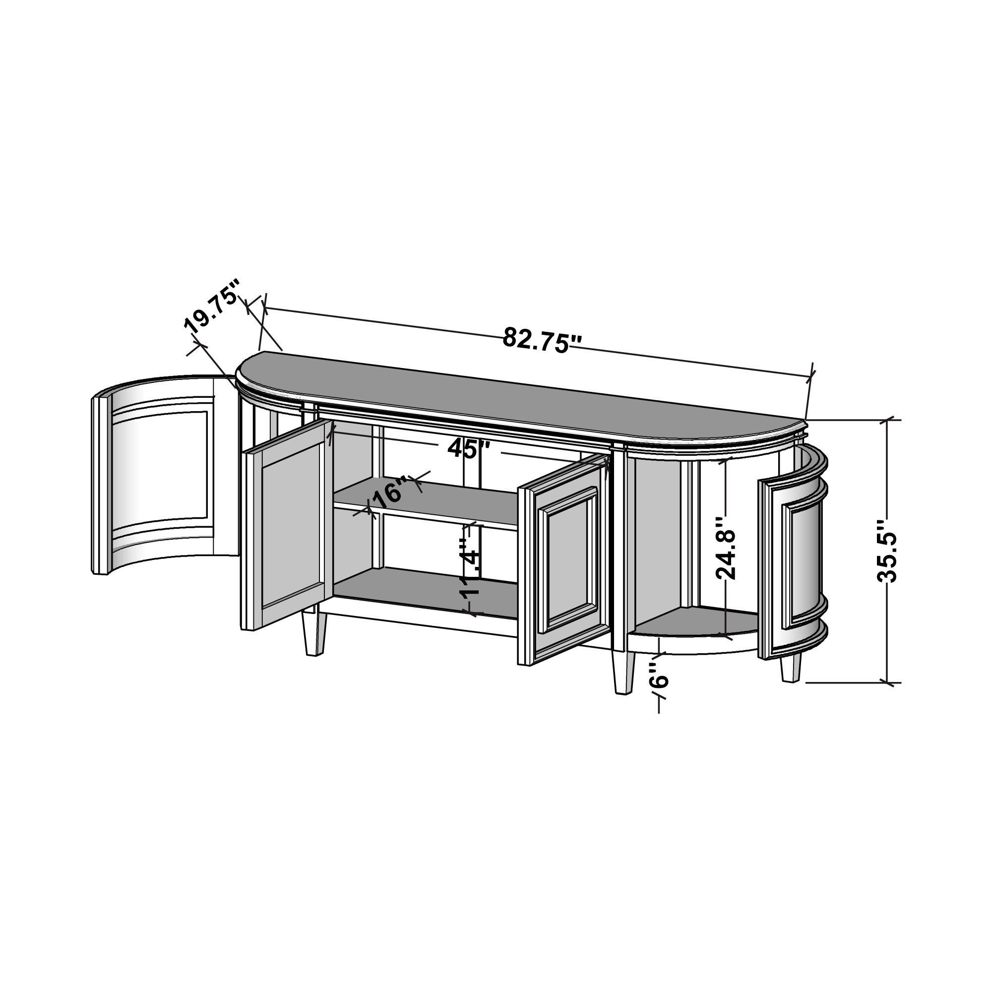 Claude Bow Front Sideboard, Large, 83