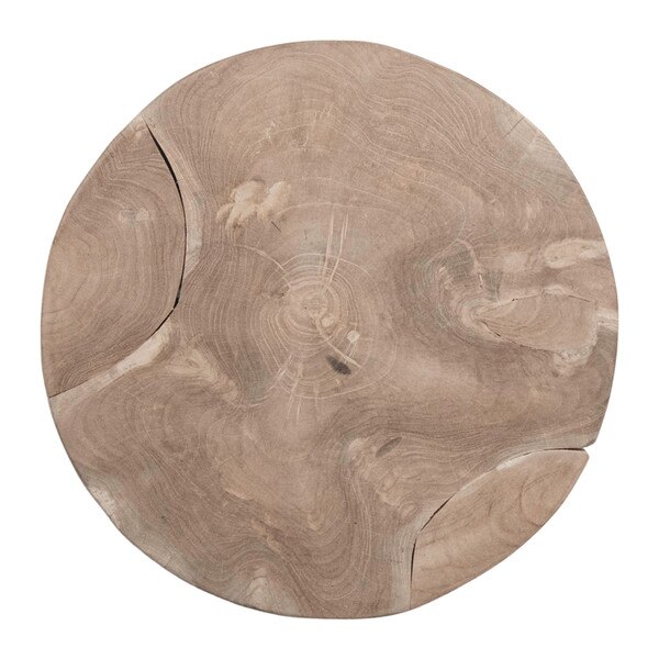 Banyan Organic Mosaic Teak Wood Side Table, 16'' Round, Natural