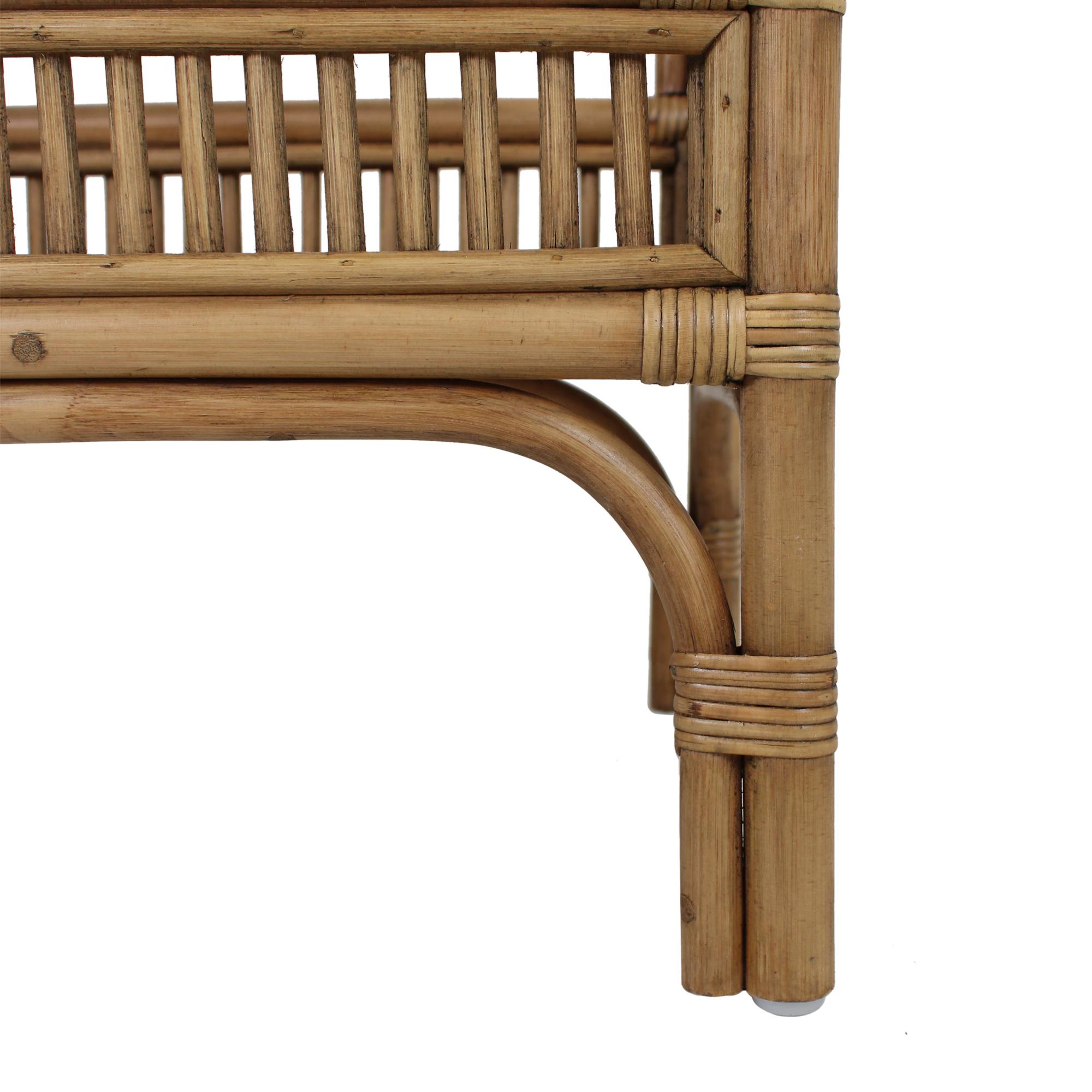 Nessa Rattan Side Table with Handles and Shelf, 26''W, Natural