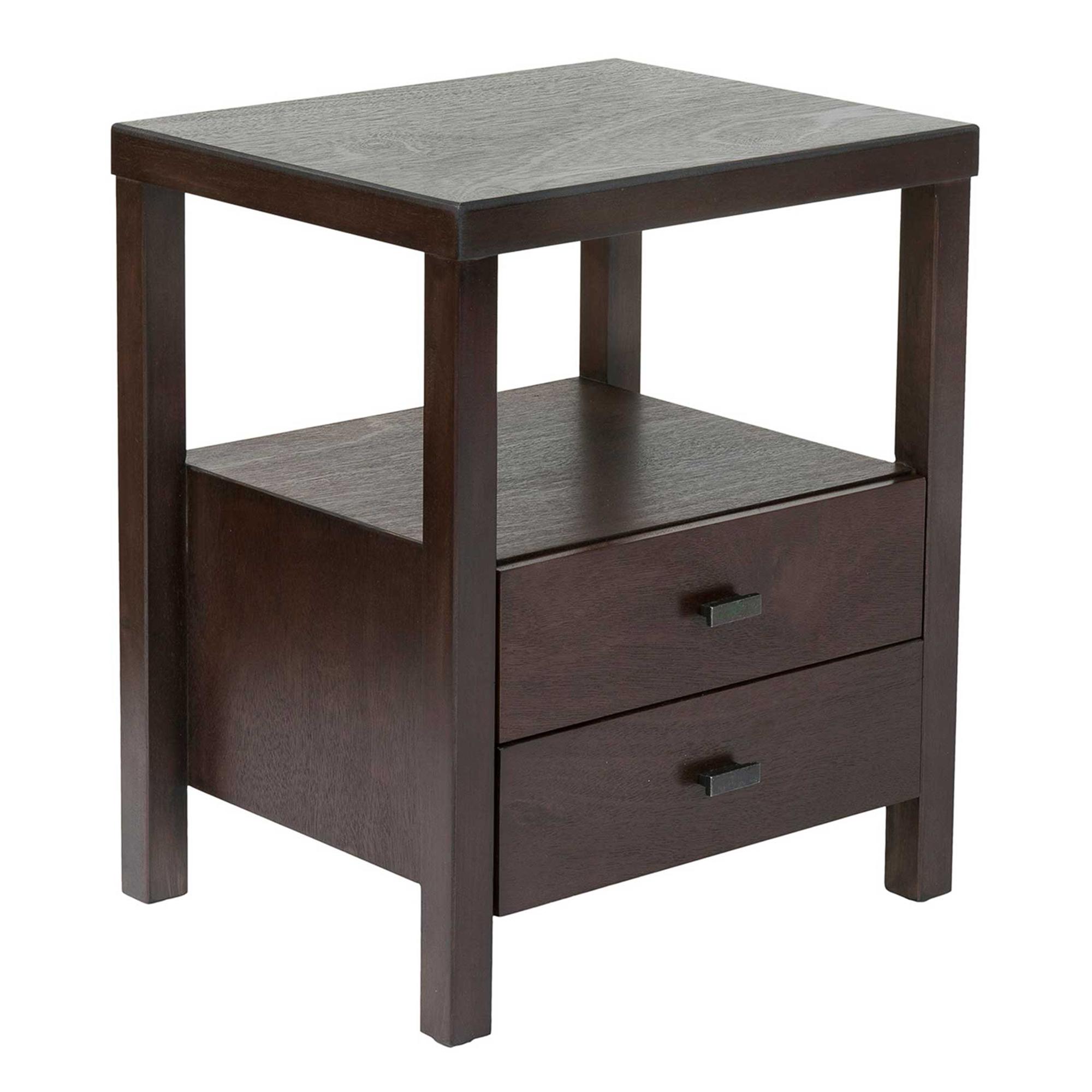 Hooper 2 Drawer Wooden Accent Side Table, Brown