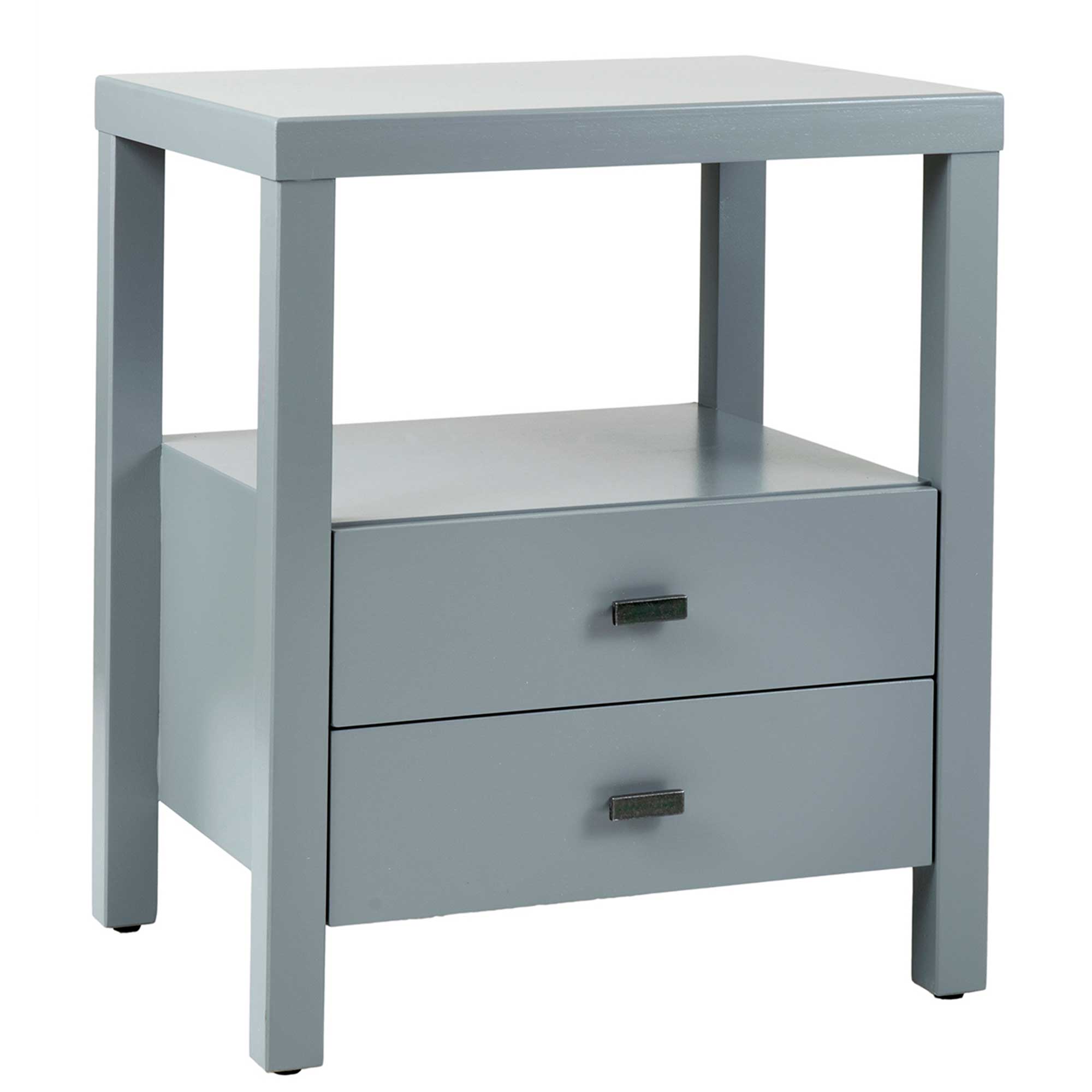 Hooper 2 Drawer Wooden Accent Side Table, Grey Hooper 2 Drawer Wooden Accent Side Table, Grey
