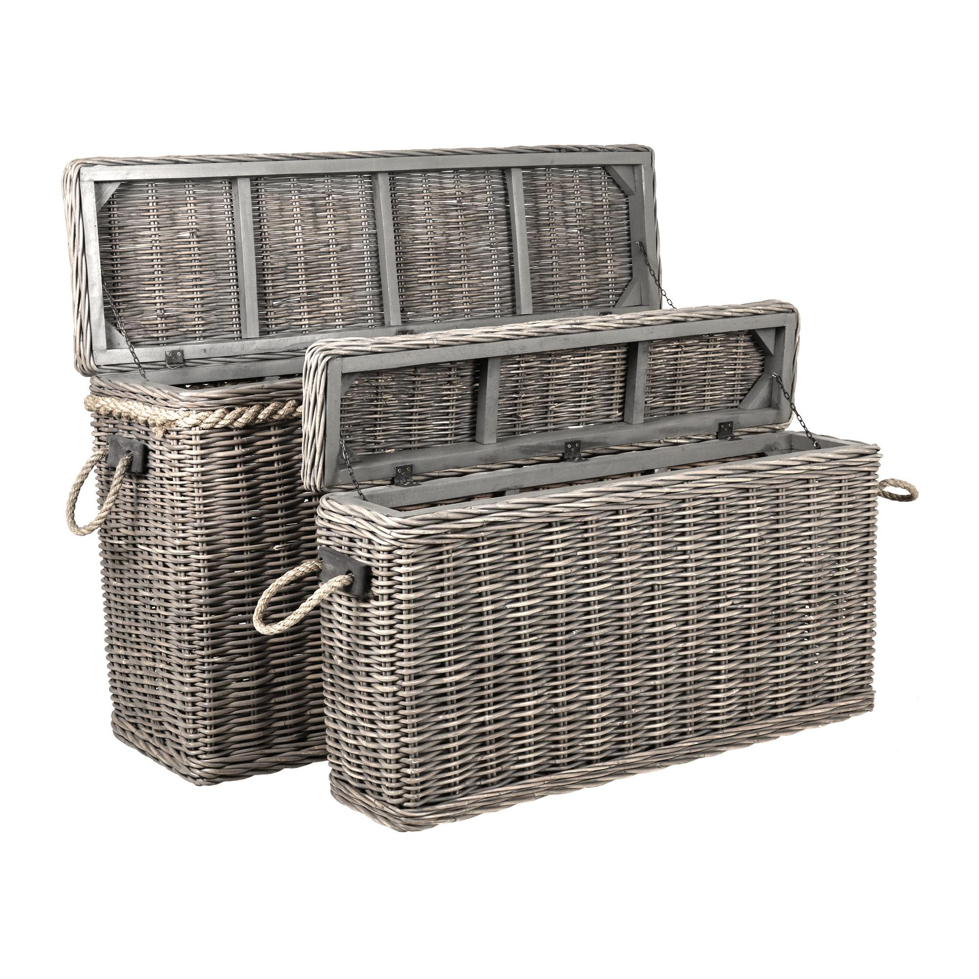 Sabrina Basket Console With Storage, Kubu Grey Sabrina Basket Console With Storage, Kubu Grey